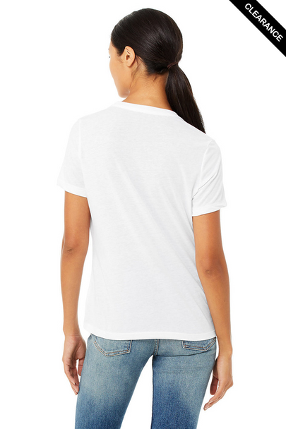 Clearance - BELLA + CANVAS 6400CVC Women’s Relaxed Fit Heather CVC Tee | Solid White Blend