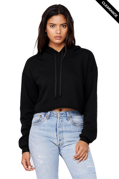 Clearance - BELLA + CANVAS 7502 Women's Crop Fleece Hoodie | Black