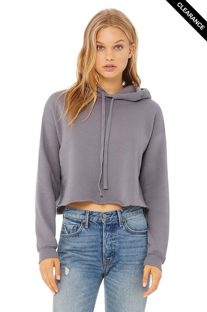 Clearance - BELLA + CANVAS 7502 Women's Crop Fleece Hoodie | Storm