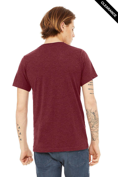 Clearance - Bella+Canvas 3415 Unisex V-Neck Tri-Blend T-Shirt | Maroon Triblend