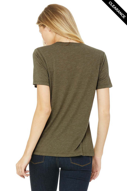 Clearance - Bella+Canvas 6413 Women's Relaxed Tri-Blend T-shirt | Olive Triblend