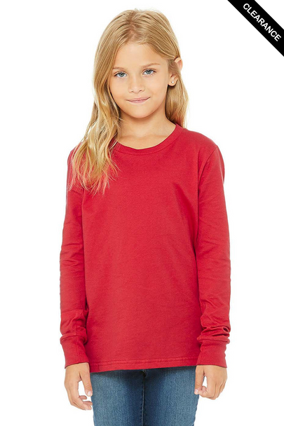 Clearance - Bella+Canvas 3501Y Youth Jersey Long-Sleeve T-Shirt | Red