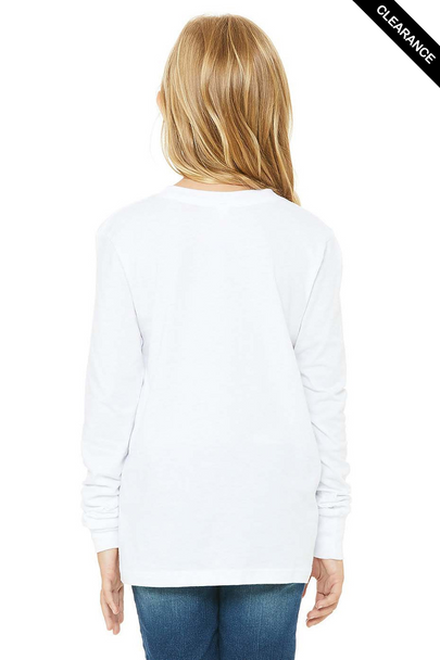 Clearance - Bella+Canvas 3501Y Youth Jersey Long-Sleeve T-Shirt | White