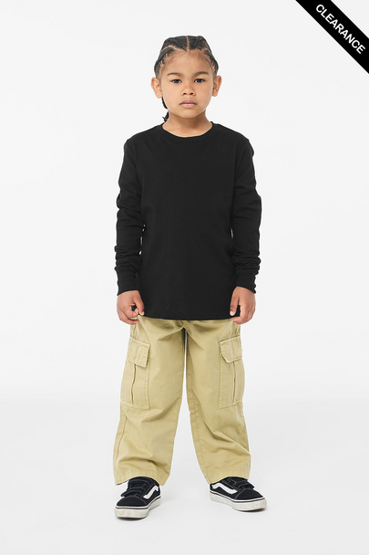 Clearance - Bella+Canvas 3501Y Youth Jersey Long-Sleeve T-Shirt | Black