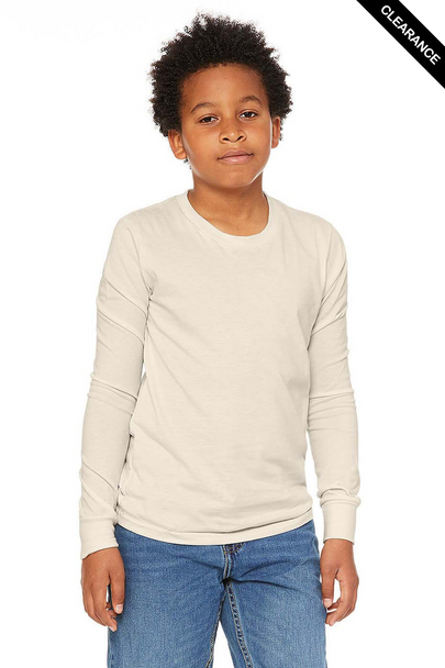 Clearance - Bella+Canvas 3501Y Youth Jersey Long-Sleeve T-Shirt | Natural