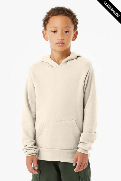 Clearance - Bella + Canvas 3719Y  Youth Sponge Fleece Pullover Hooded Sweatshirt | Natural