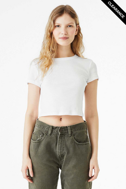 Clearance - Bella+Canvas 1010 Ladies' Micro Ribbed Baby Tee | Solid White Blend