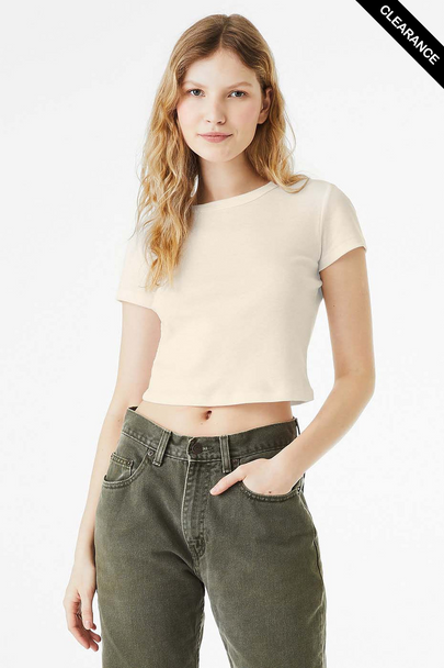 Clearance - Bella+Canvas 1010 Ladies' Micro Ribbed Baby Tee | Solid Natural Blend