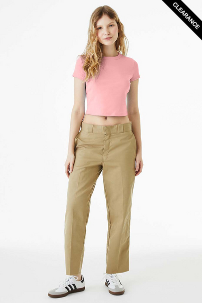 Clearance - Bella+Canvas 1010 Ladies' Micro Ribbed Baby Tee | Solid Pink Blend