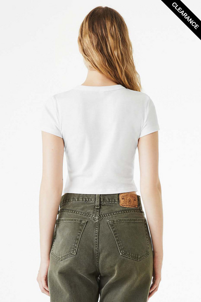 Clearance - Bella+Canvas 1010 Ladies' Micro Ribbed Baby Tee | Solid White Blend