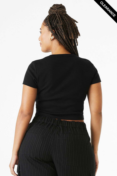 Clearance - Bella+Canvas 1010 Ladies' Micro Ribbed Baby Tee | Solid Black Blend