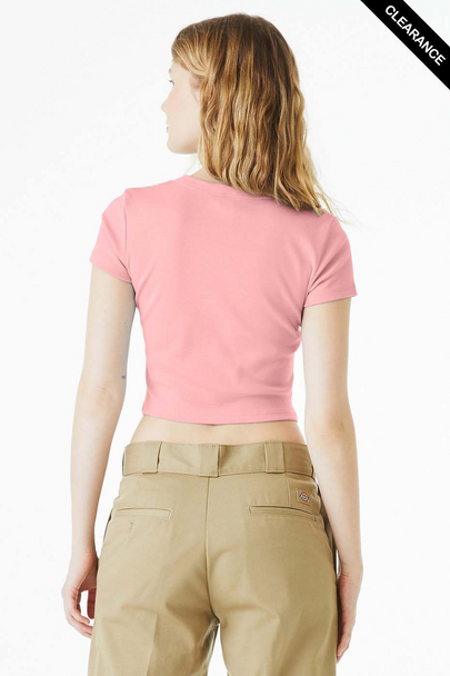 Clearance - Bella+Canvas 1010 Ladies' Micro Ribbed Baby Tee | Solid Pink Blend