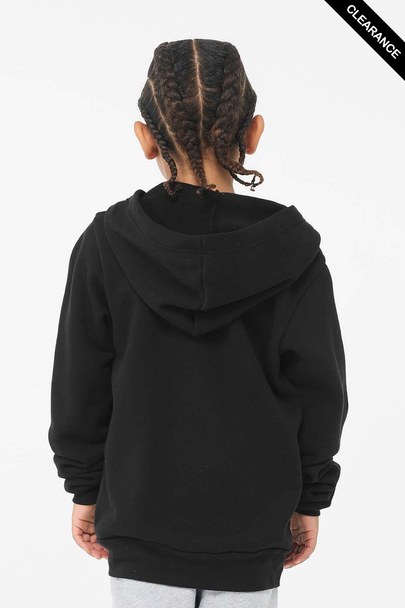 Clearance - Bella + Canvas 3739Y Youth Sponge Fleece Full-Zip Hooded Sweatshirt | Black