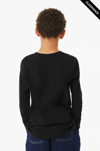 Clearance - Bella + Canvas 3501YCVC Youth Heather CVC Long-Sleeve T-Shirt | Solid Black Blend
