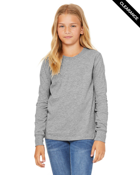 Clearance - Bella + Canvas 3501YCVC Youth Heather CVC Long-Sleeve T-Shirt | Athletic Heather