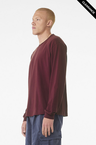 Clearance - Bella + Canvas 3511 Unisex Heavyweight Long-Sleeve T-Shirt | Maroon
