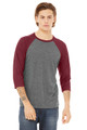 Bella+Canvas 3200 Unisex 3/4 Baseball T-shirt - BlankClothing.ca