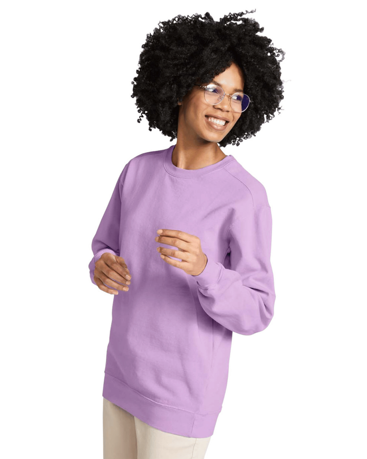 comfort colors 1566 crewneck sweatshirt in orchid