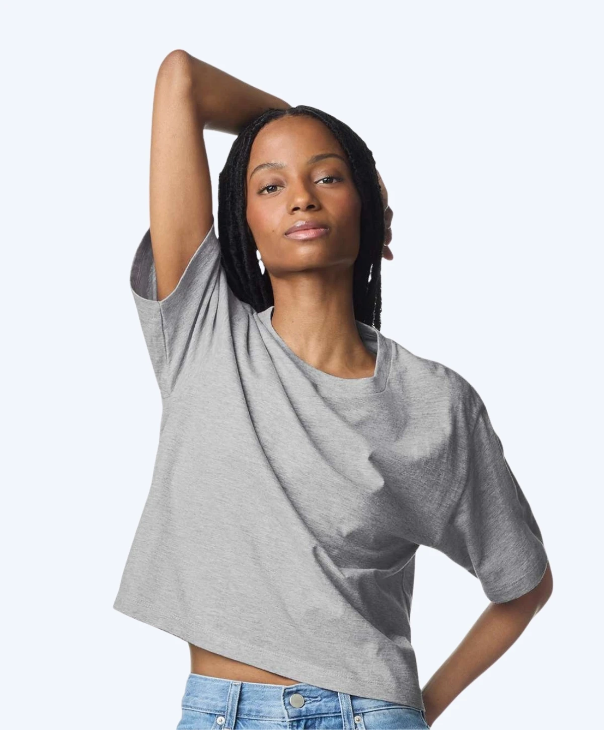 american apparel 102 women's fine jersey boxy tee in heather grey