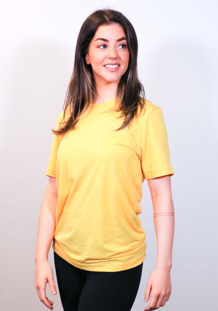 bella canvas 3413C triblend t-shirt in yellow gold | Blankclothing.ca