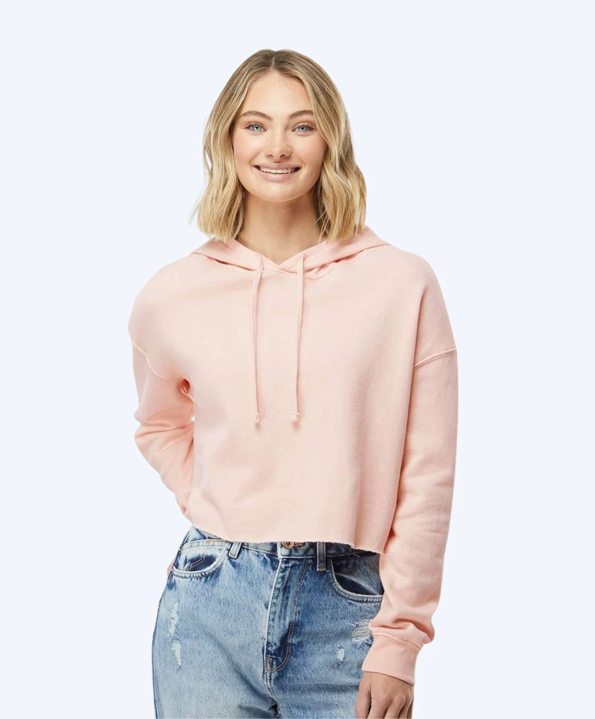 independent trading co women's lightweight cropped hoodie in blush