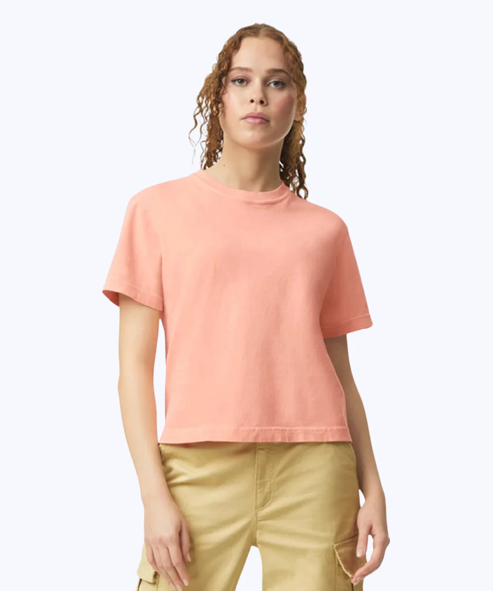 comfort colors ladies' cropped t-shirt in peachy