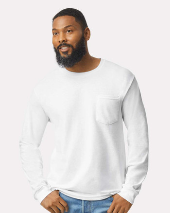 Gildan 2410 Ultra Cotton Long Sleeve Pocket T-Shirt - BlankClothing.ca