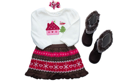  Baby Girl Cozy Owl Tee & Sweater Skirt Set