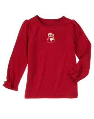 Big Girl Embroidered Owl Tee 