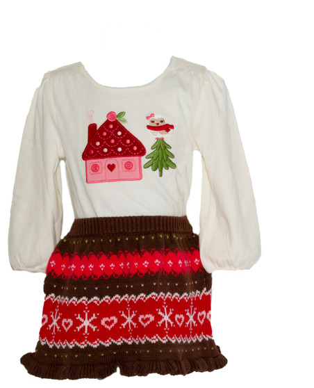  Baby Girl Cozy Owl Tee & Sweater Skirt Set