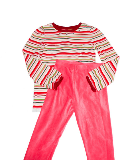  Big Girl Stripe Shirt & Velour Leggings  Set