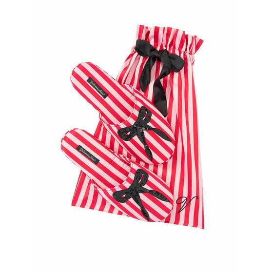 Black Sequin Ribbon Signature Satin Slipper