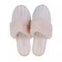 Pink Casual Stripe Signature Satin Slippers