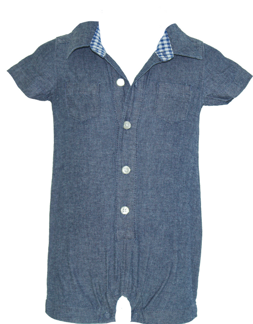 Baby boy Chambray Pocket Romper Beba's Fashion