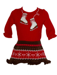 Baby Girl Ice Skate Tee & Sweater Skirt Set