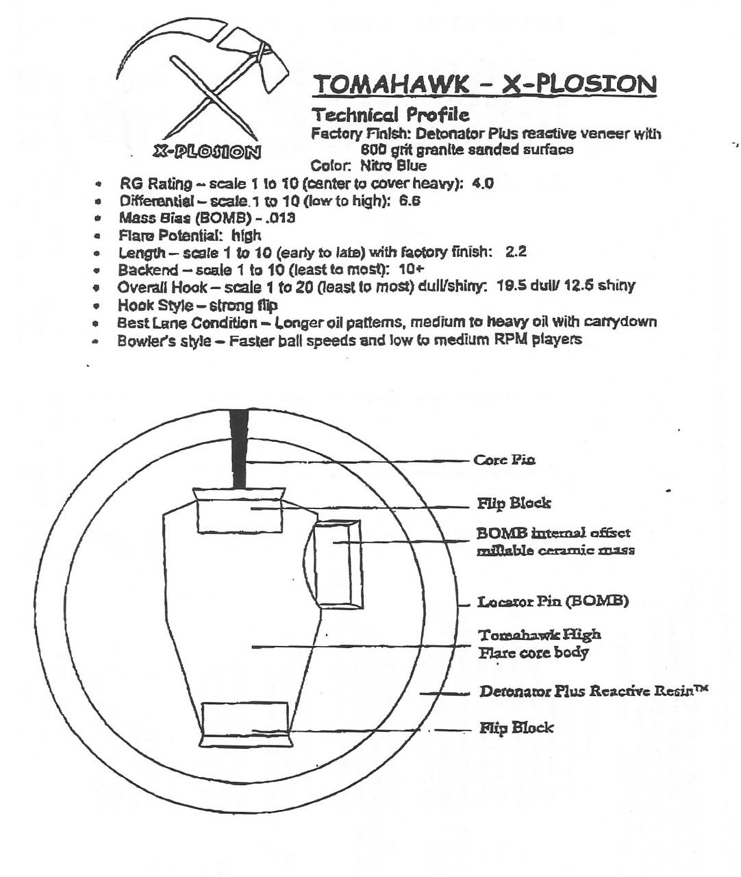 Ebonite Tomahawk X-plosion Bowling Ball - 123Bowl