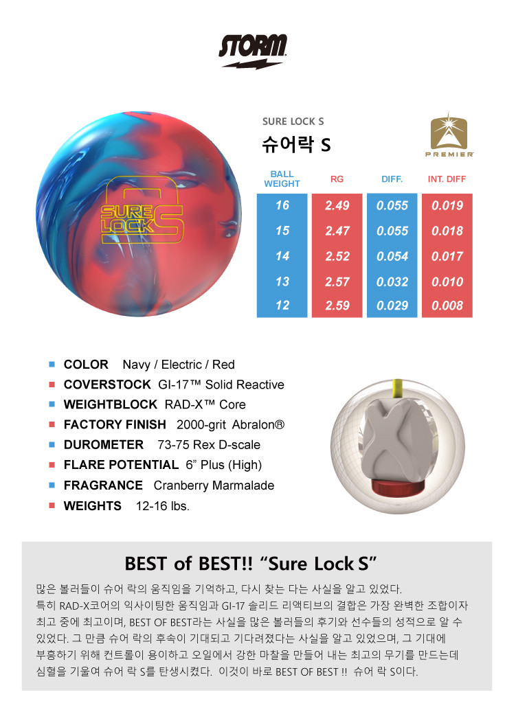 ボウリングボール シュアロックエス Sure 鍛える ストーム シュアロック