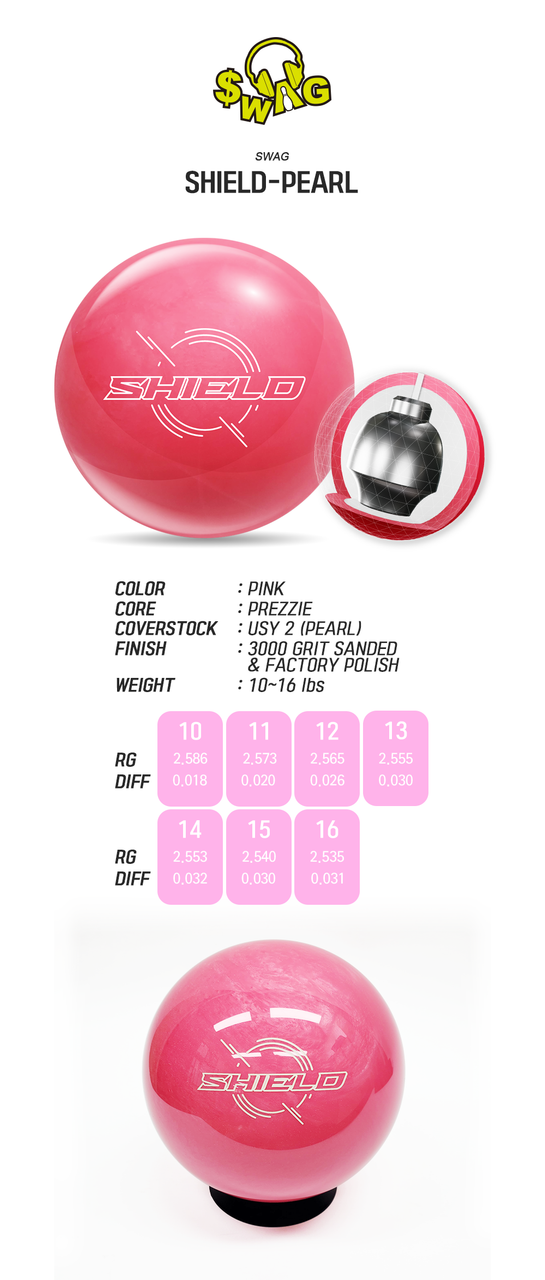 Lord Field Swag Shield Pink Pearl Bowling Ball - 123Bowl