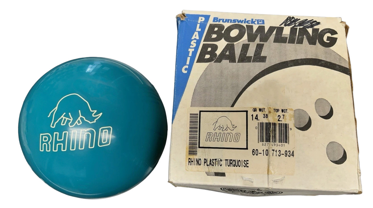 Brunswick Rhino Turquoise Plastic Bowling Ball - 123Bowl