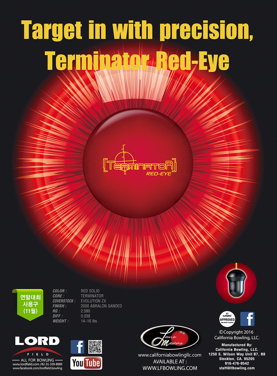 Lane Masters Terminator Red Eye Bowling Ball - 123Bowl