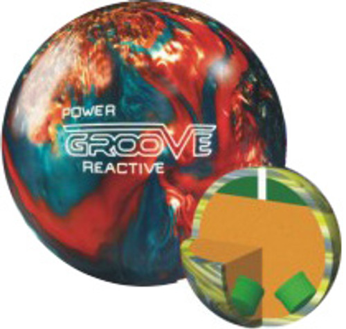 Brunswick Power Groove Teal/Orange Pearl Bowling Ball with Core Design