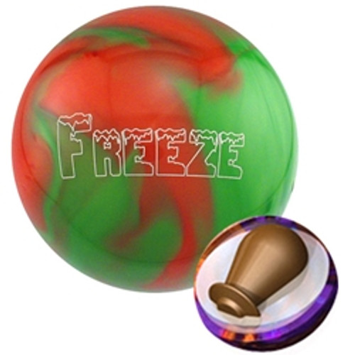 Columbia 300 Freeze Orange/Green Bowling Ball with Core Design