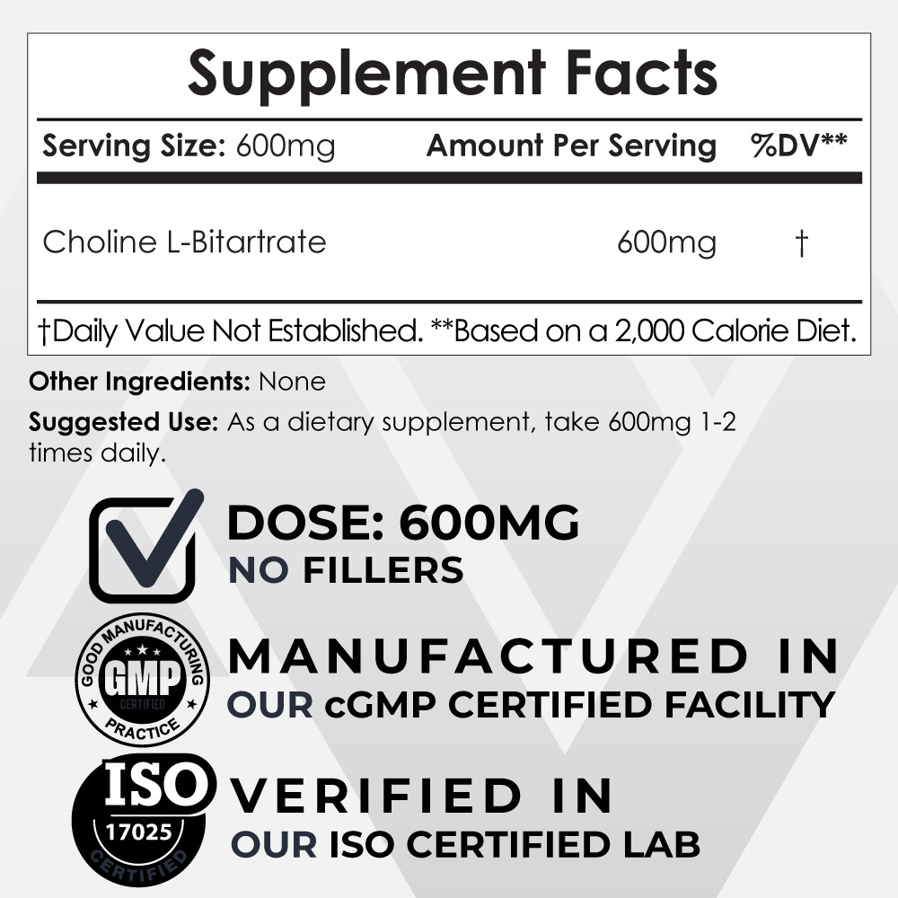 Choline Bitartrate Capsules – 714 Mg Per Serving – Choline Helps - Foto 3