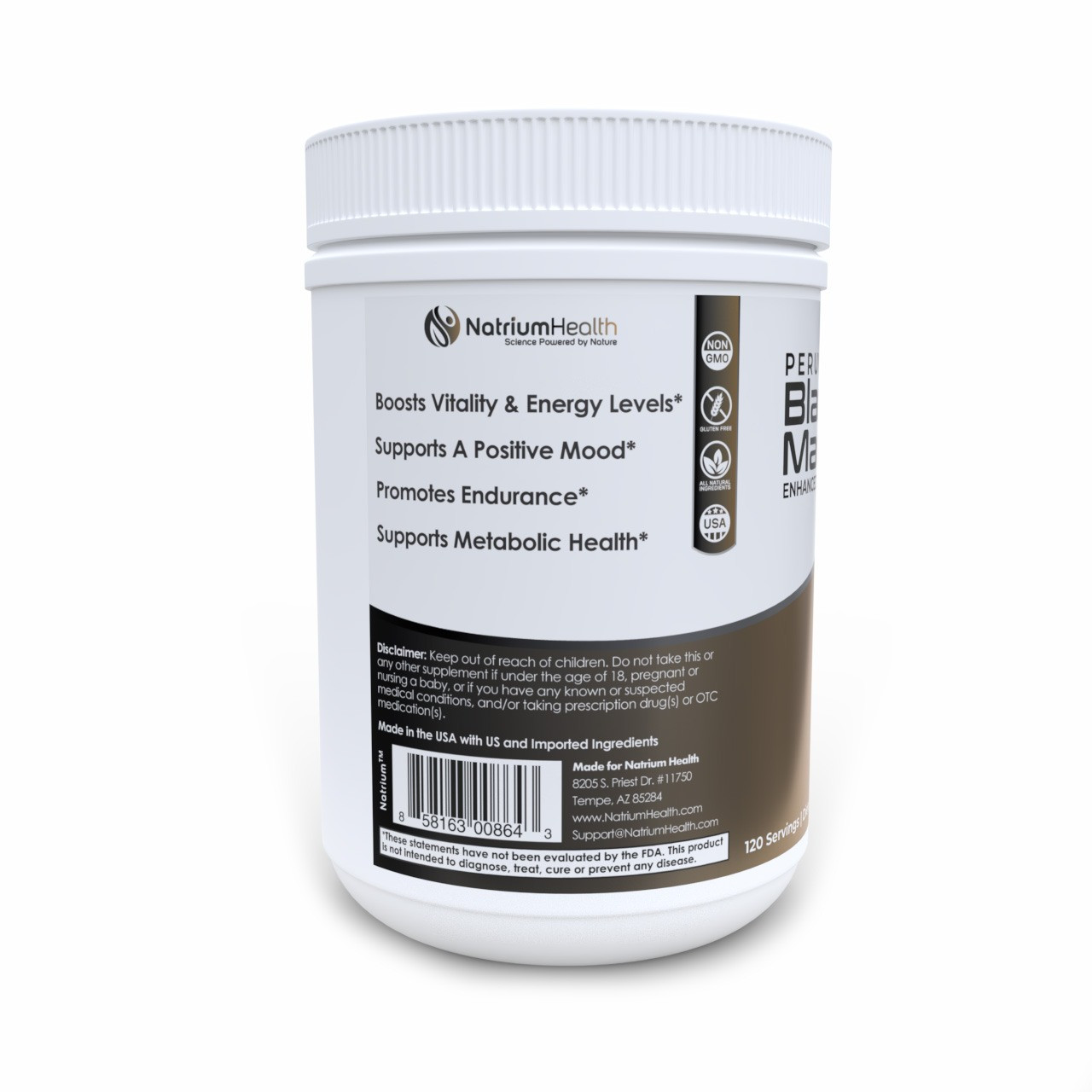 Peruvian Black Maca Enhanced Powder Blend | Premium Gelatinized