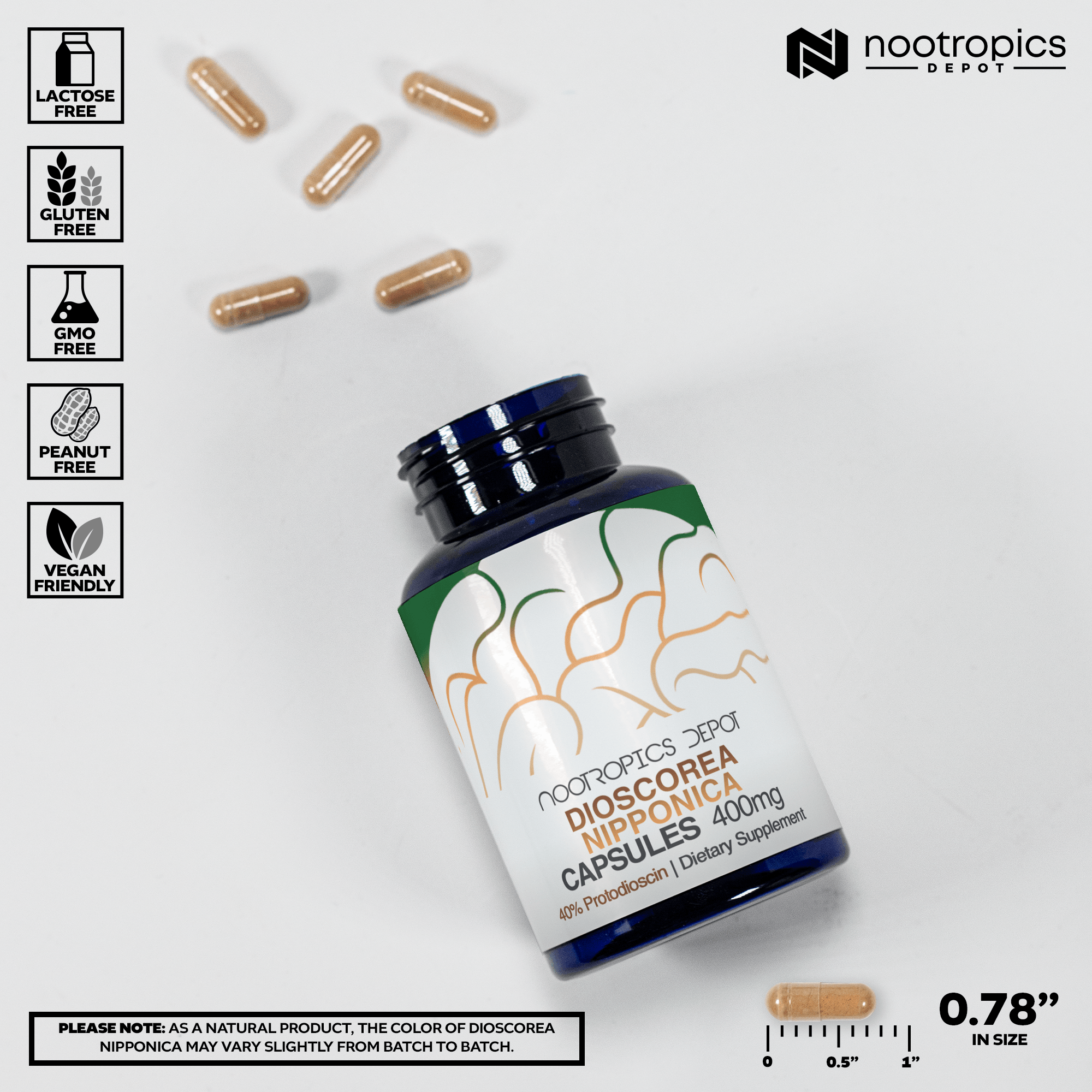 Dioscorea nipponica Capsules | 40% Protodioscin - Nootropics Depot