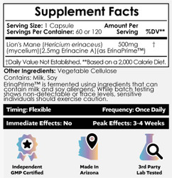 Erinamax Capsules | Liquid Culture Lion's Mane Mycelium
