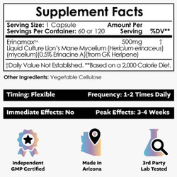 Erinamax Capsules | Liquid Culture Lion's Mane Mycelium