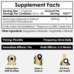Dioscorea nipponica Capsules | 40% Protodioscin - Nootropics Depot