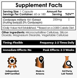 Cordyceps Mushroom 10:1 Dual Extract Capsules