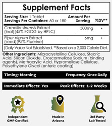 Green Tea Extract Tablets | 45% EGCG + 6mg Piperine